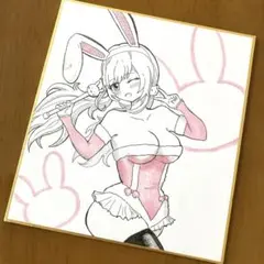 オリジナル手描きイラスト アナログ ミニ色紙 原画 一点物