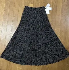タグ付き SLOBE IENA フレア スカート ブラック ドット柄