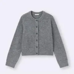GU パフニットクルーネック カーディガン　グレー