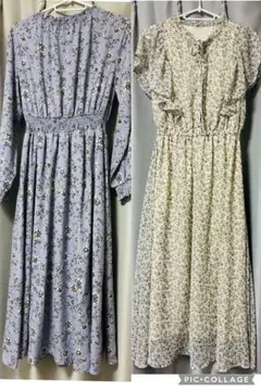 ワンピース ロングワンピース ブルー honeys ホワイト 長袖 半袖 花柄