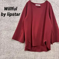 3208 ウィルフルバイリップスター　七分袖カットソー　トップス　赤系　M〜L