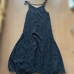 N . ドット柄 キャミワンピース ブラック M