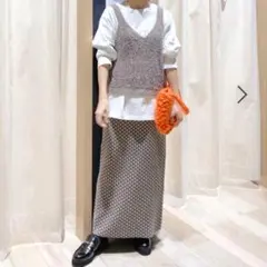 【LEPSIM】ニットタイトスカート F ロングスカート 幾何学柄 スリット