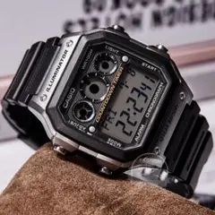 カシオ　デジタル腕時計　新品　海外モデル　ビッグフェイス　ブラック　シルバー