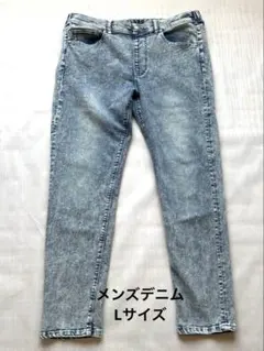 【アベイル】メンズ デニム Lサイズ ケミカルウォッシュ ライトブルーのサムネイル