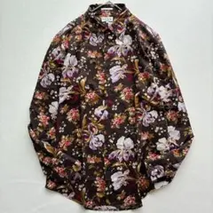 美品　Paul Smith 花柄 長袖シャツ ブラウン アイリス バラ柄　日本製のサムネイル