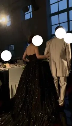 ブラック グリッタードレス 結婚 式お色直し 二次会