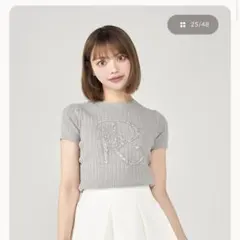 Darich ♡DRビジューボリュームリブニットトップス♡グレー DRビジューボリュームリブニットトップス – Darich