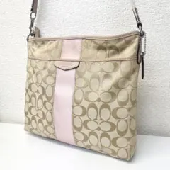 COACH コーチ ショルダーバッグ シグネチャー ピンク×ベージュ