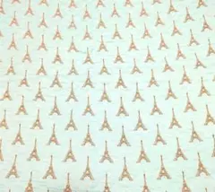 【限定１枚】キルティング生地 エッフェル塔 105×100 ミントブルー 水色