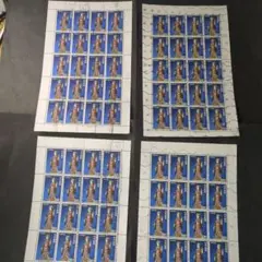 使用済み切手（1000円吉祥天）4シート 別納印＋オマケ