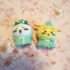 【2個セット】ハチワレ うさぎ ミニフィギュア