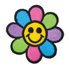 ワッペン にこちゃん フラワー スマイル かわいいアイロン アップリケ 送料無料