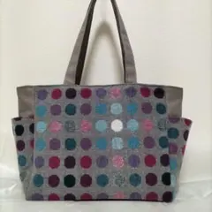 ハンドメイド ジャンブル ドット トートバッグ
