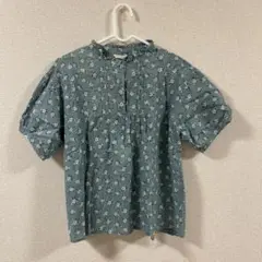 【最終値下げ】ehka sopo 花柄ブラウス 半袖 ブルー M