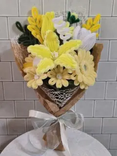 モールフラワー花束　イエロー系　プレゼント用　枯れない花