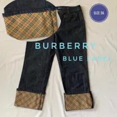 美品バーバリーブルーレーベル☆ノバチェック　ロールアップデニム☆36のサムネイル