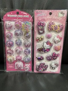 ヒョウ柄キティ　スパンコールパーティー＆カプセルポップシール♡
