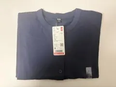 ユニクロ　UVカットジャージークルーネックカーディガン（長袖）　ネイビー　M