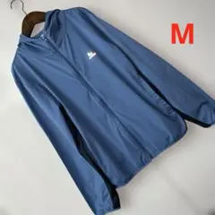 Mサイズメンズ胸反射プリントストレッチパーカージャケットブルーチャコールグレー