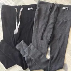 リブ編みマタニティパンツ 黒とグレー