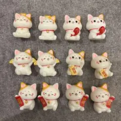 招き猫のミニチュアフィギュア 置物 風水 インテリア(12個セット)