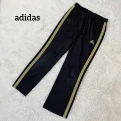アディダス　ジャージパンツ　ブラック×ゴールド　太ライン　M　2497