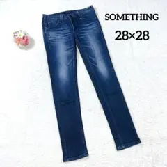 【サムシング】スキニーデニムパンツ ジーンズ (28×28) ネイビー ラメのサムネイル