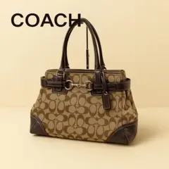 COACH　シグネチャー　ハンドバッグ　キャンバス　ブラウン　K002