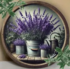 【新品】ラベンダー 壁飾り ドア飾り 花 デコレーション ヒーリング プレート