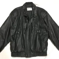 革ジャン　黒　羊革　ラム　メンズ　ボンバージャケット　フライト　レザー　ブラック