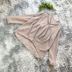 GLACIER【L】ベージュ 長袖 シャツ ドレープ Vネック ルーズ トップス