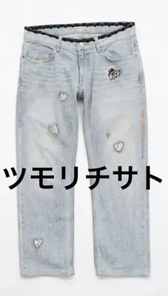美品　TSUMORI CHISATO ハート刺繍 レース　デニムパンツ　サイズ2のサムネイル