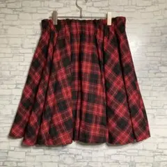 アベイル　しまむら　赤黒チェック フレアスカート ひざ丈　XL レディース　美品のサムネイル
