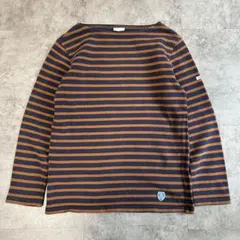 ORCIVAL/長袖バスクシャツ/紺×茶ボーダー