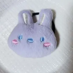 うさぎヘアゴム薄紫 ぬいぐるみ ハンドメイド パステルカラー パステルパープル