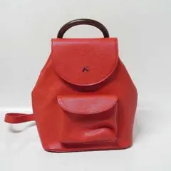 【Kitamura】ウッドハンドル リュックサック レッドのサムネイル