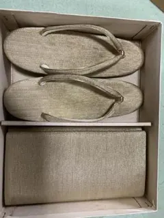 ゴールド 草履とクラッチバッグセット