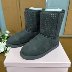 美品✨ビジュー付きムートンブーツ L グレー　キラキラ