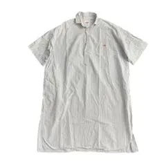 DANTON ダントン　半袖　スキッパーシャツワンピース　ストライプ　グレー