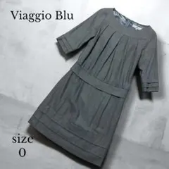 【Viaggio Blu】　膝丈タック切替ワンピース　グレーのサムネイル