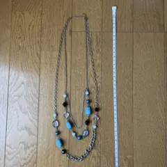 多層ネックレス 青と黒のビーズ