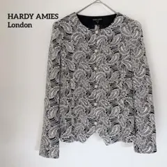 HARDY AMIES ジャケット ペイズリー 刺繍 ノーカラー パール 上品のサムネイル