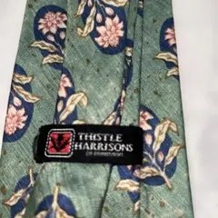 THISTLE HARRISONS 花柄ネクタイ グリーン