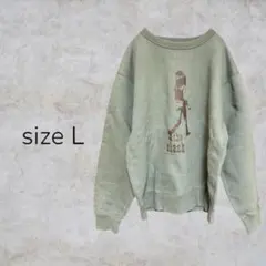 裏起毛 トレーナー トップス プリント ストリート カーキ ビンテージ風