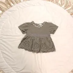 ベビー服 トップス フリルと刺繍レース