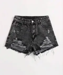 SHEIN ブラック ダメージショートパンツ Lサイズ