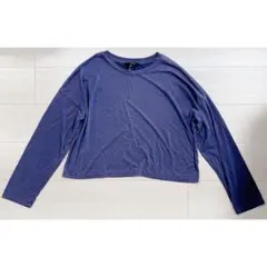 Forever21 長袖 カットソー ロンT 長袖 ネイビー ショート丈 紺 Lのサムネイル