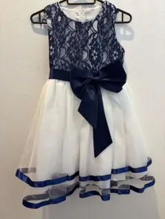 キッズドレス ネイビー ホワイト リボン 発表会 結婚式