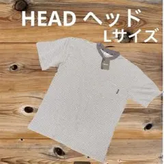 さM057 HEAD ヘッド ボーダー Tシャツ 半袖 ロゴ グレー L